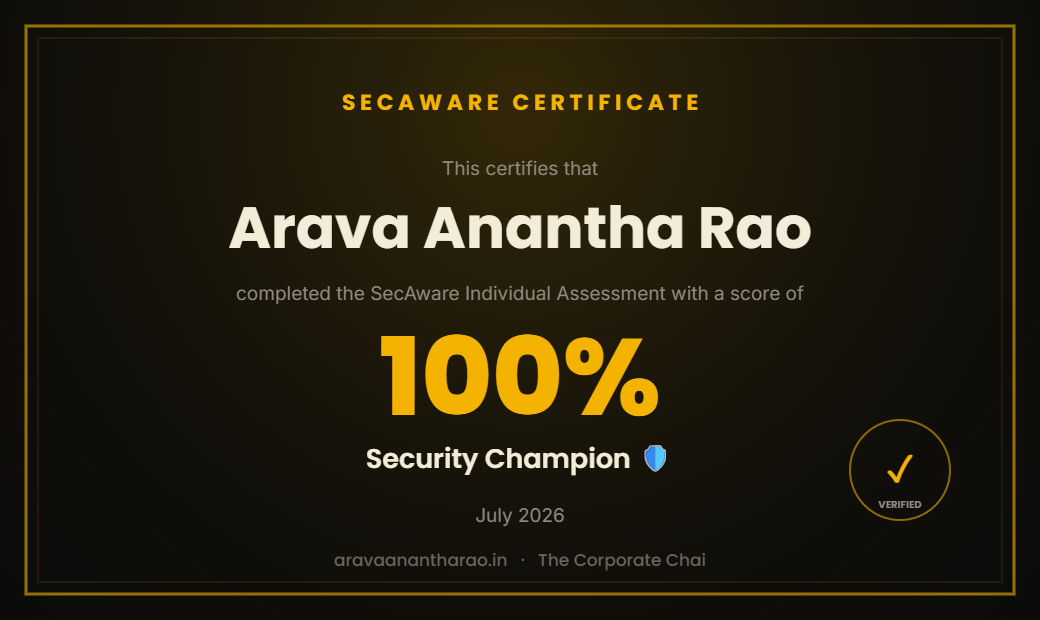 Sample SecAware Certificate